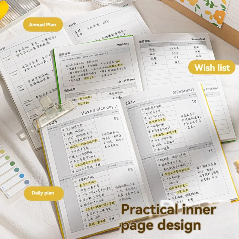 A5 2025, Zeitplan, Planer, Notizbuch, INS, Ölgemälde, Blumen-Tagebuch, Schreibblöcke, Notizen machen, Zeit-Organizer