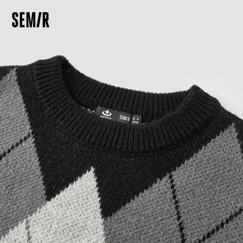 SEMIR-Pull Jacquard Diamant pour Homme, Couleurs Durables, Couple, Nouveaux Abonnés, Hiver, 2024