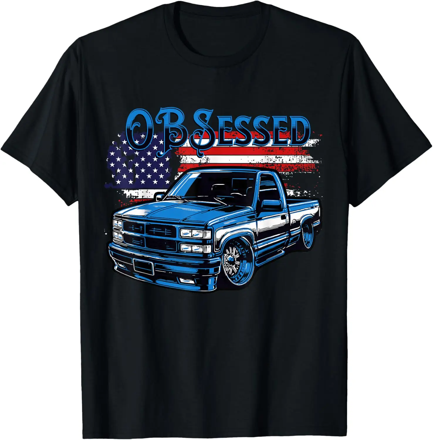 OBS Pickup Slammed Old Body Style Custom Classic Truck T-Shirt 100% Cotton Trendy Y2K Short-Sleeve Tee-Soft, Quick-Drying,