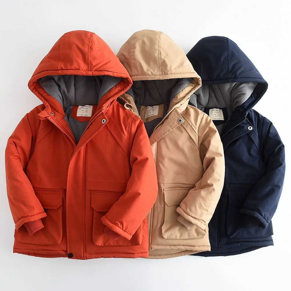 

Boys winter cotton jacket 2025 new children's winter clip cotton padded jacket small children baby warm hooded cotton clothing