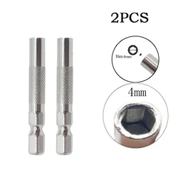 2pcs Hex Shank 6.35 Mm Insert Bit Adapters To 4mm Electric Screwdriver Socket Holder Magnetic Holder