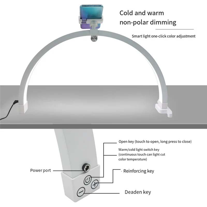 أحدث 22 بوصة ملء الضوء 20 واط التحكم باللمس نصف القمر طوي مانيكير الجمال الخفيفة مع مشبك الهاتف الأسود الولايات المتحدة التوصيل