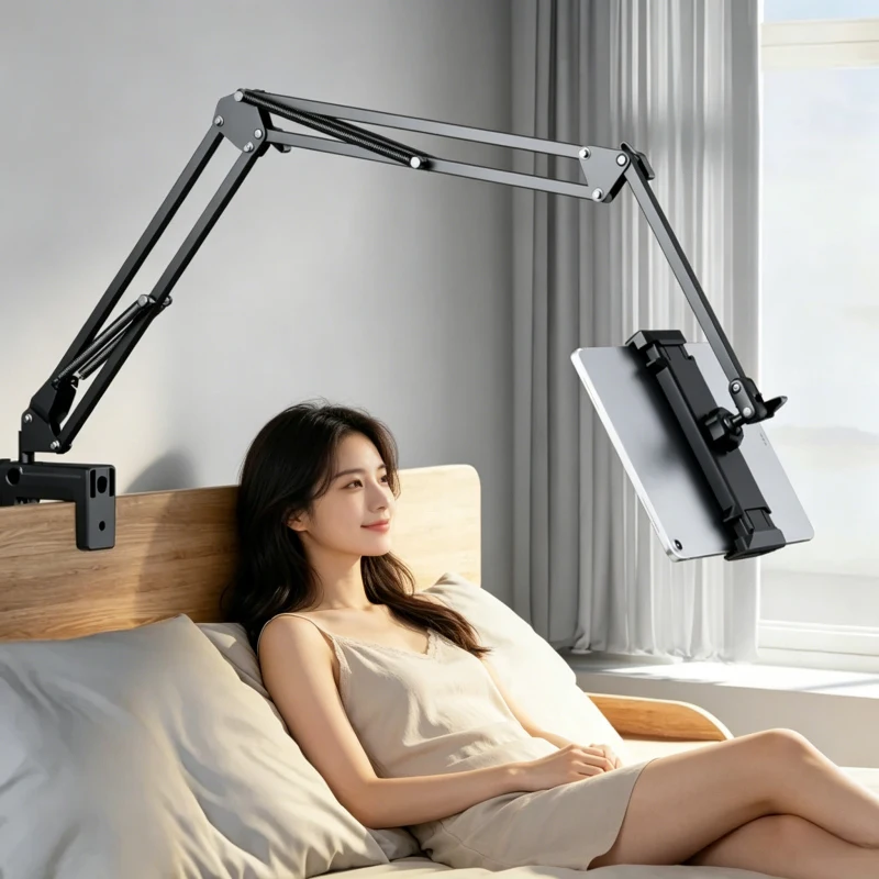 360 °   Support de tablette rotatif en aluminium, support de bureau et de lit pour iPad Pro Air Mini 4-11 pouces, Xiaomi, Lenovo, Samsung Tab