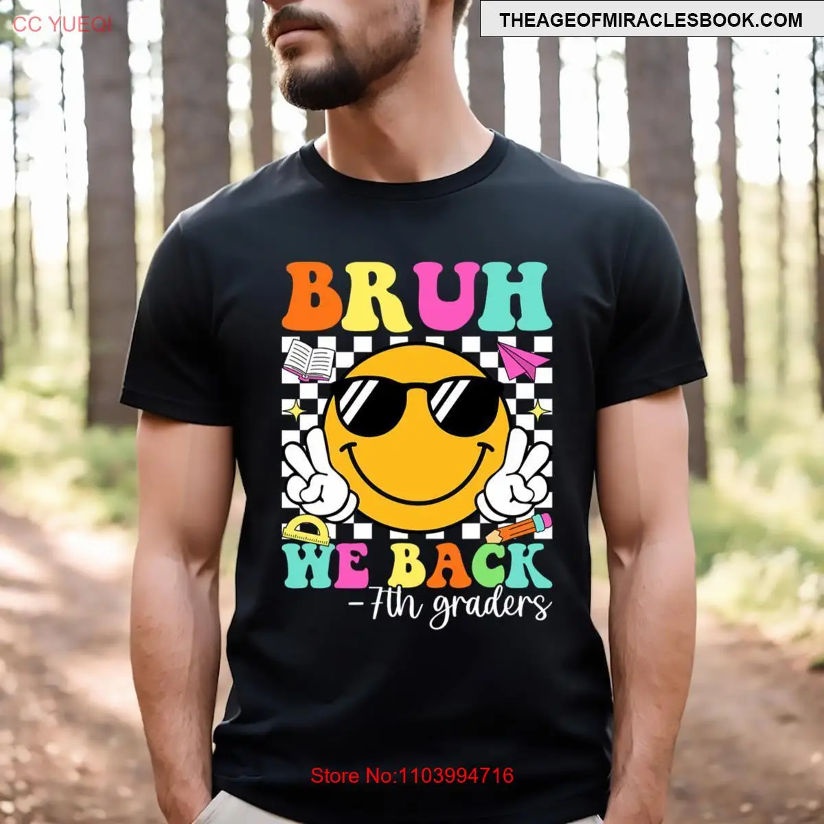 Bruh We Back 7th Graders Groovy Seventh Grade Back To School T-shirt