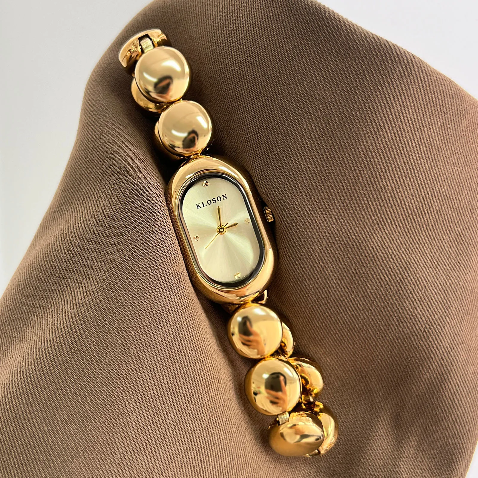 New French Oval Women Watch With Round Bead Steel Strap Bracelet Waterproof Business Temperament  Female Fashion Quartz Watches