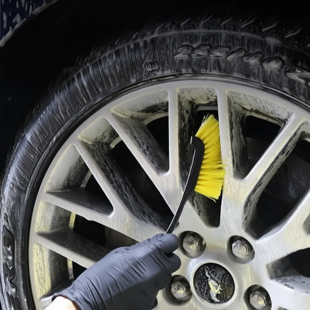 Car Tire Brush Long Handle Wheel Rim Cleaner Tool Automotive Cleaning Equipment For Deep Gap Dirt And Brake Dust Scrubber