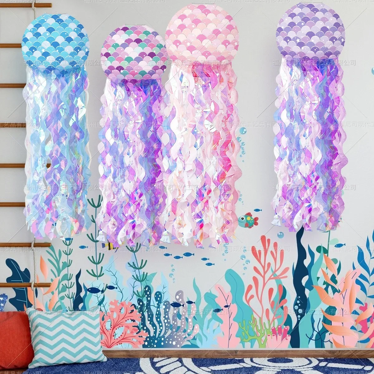 

Paper Jellyfish Lanterns Colorful Paper Lanterns Girls Princess Mermaid Party Decor Kids Favor Under The Sea Party Decor