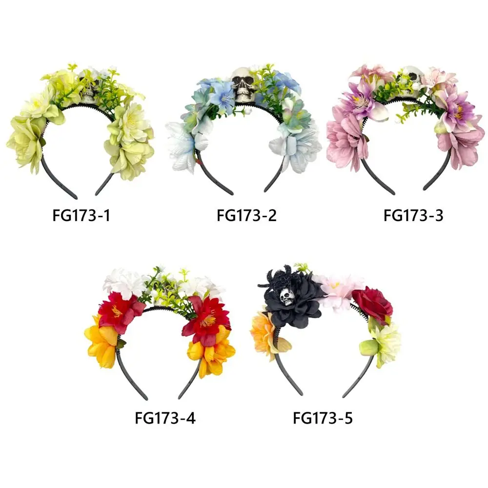 زي الحفلات التنكرية المكسيكية على شكل زهرة الورد على شكل تاج أغطية الرأس دعائم صور لليوم الموتى #6