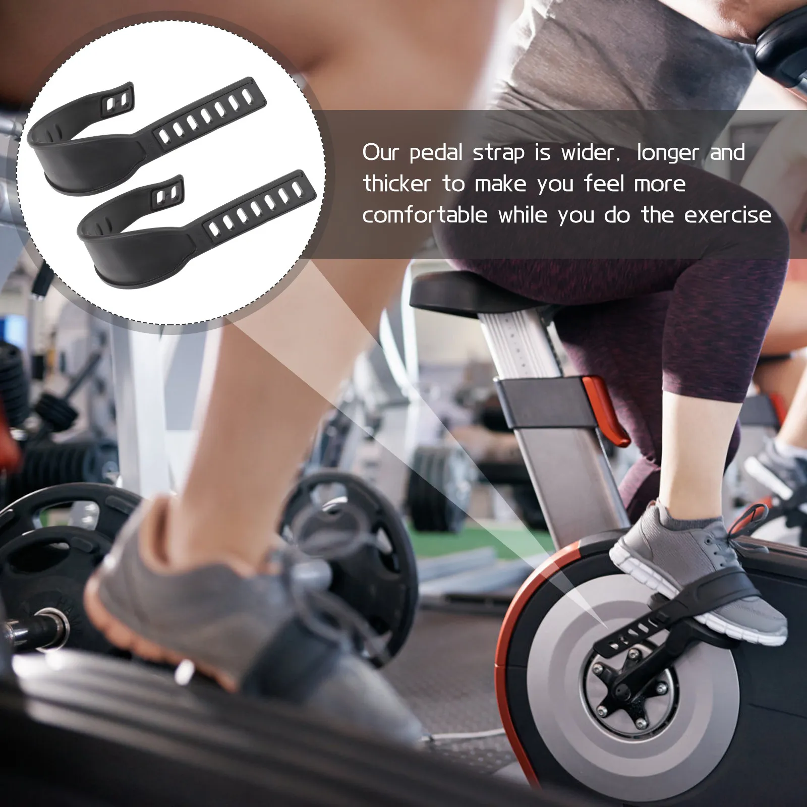 1Pair Heavy-Duty Adjustable Cycling Pedal Straps for Stationary Bike Gym Equipment Anti-Slip Wear-Resistant Exercise Cycle