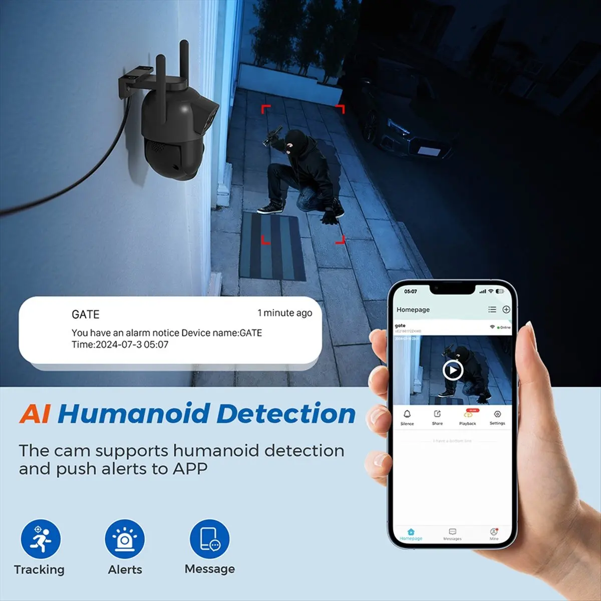 

8-мегапиксельная уличная Wi-Fi камера HD с двумя объективами безопасности 5G PTZ IP-камера Цифровой зум-объектив Камера с автоматическим обнаружением человека AI Вилка стандарта США