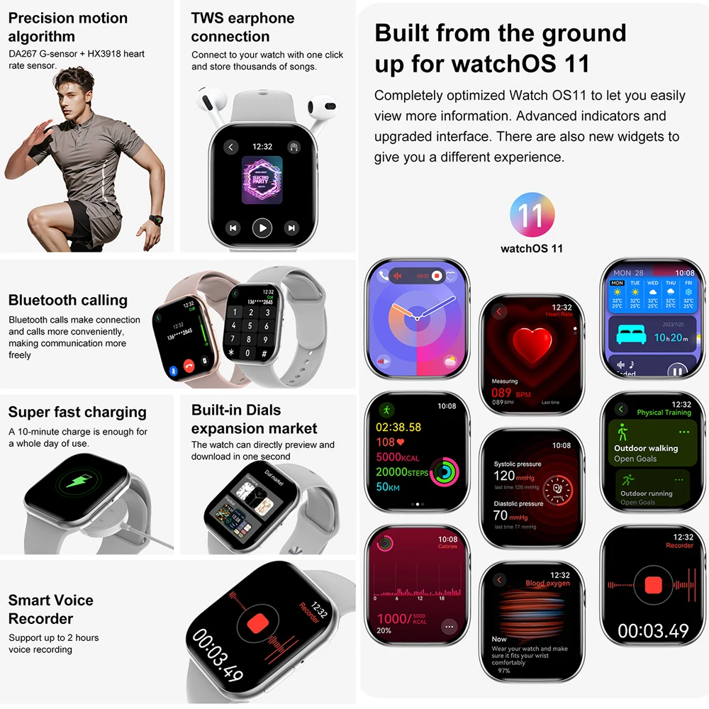 2024 New GPS Smart Watch Series 10 For Apple Watch 9 Memory Music Video Bluetooth Call Waterproof NFC Smartwatch For Android IOS