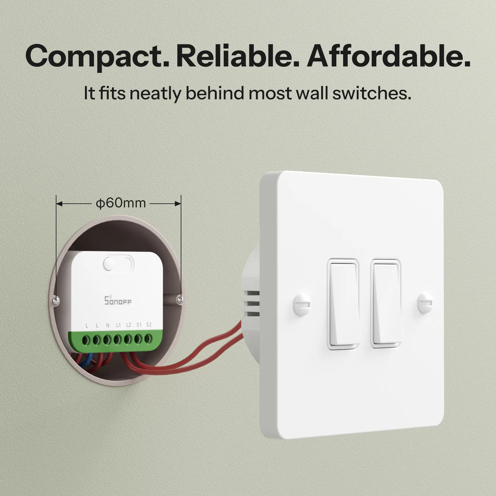 SONOFF MINI DUO 2-kanałowy przełącznik inteligentny Matter Over WiFi MINI-2GS Sterowanie dwoma obciążnikami Tryb oddzielenia przekaźnika Współpracuje z Alexa i Google Home — zdjęcie produktu 5