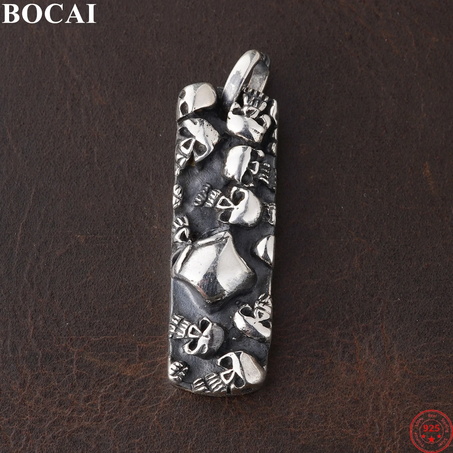 

BOCAI S925 подвески из стерлингового серебра для женщин и мужчин в стиле ретро с рисунком черепа прямоугольный очаровательный амулет модные ювелирные изделия оптом