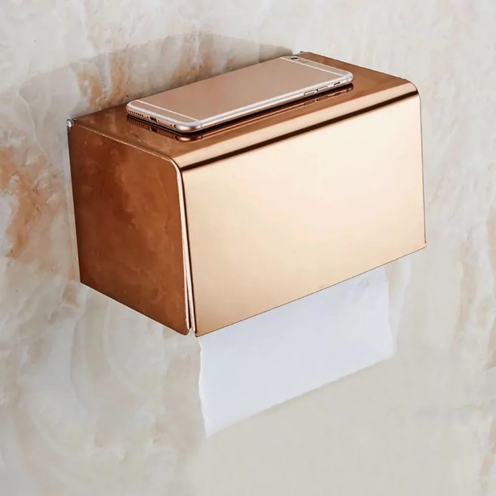 

Stainless Steel Tissue Box Holder Dual Purpose Hotel Paper Bathroom Wall Mount Waterproof Cover Fits Home Restaurant Bar School