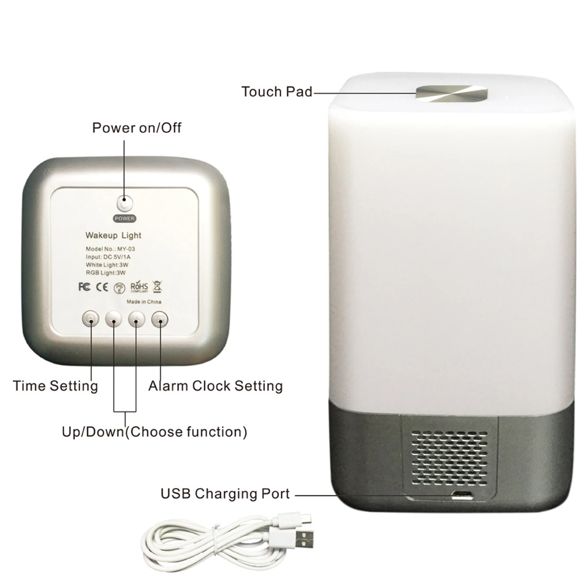

Adjustable Brightness LED Wake Alarm Clock With 7 Nature Sounds And Sunrise Simulation For Gentle Mornings