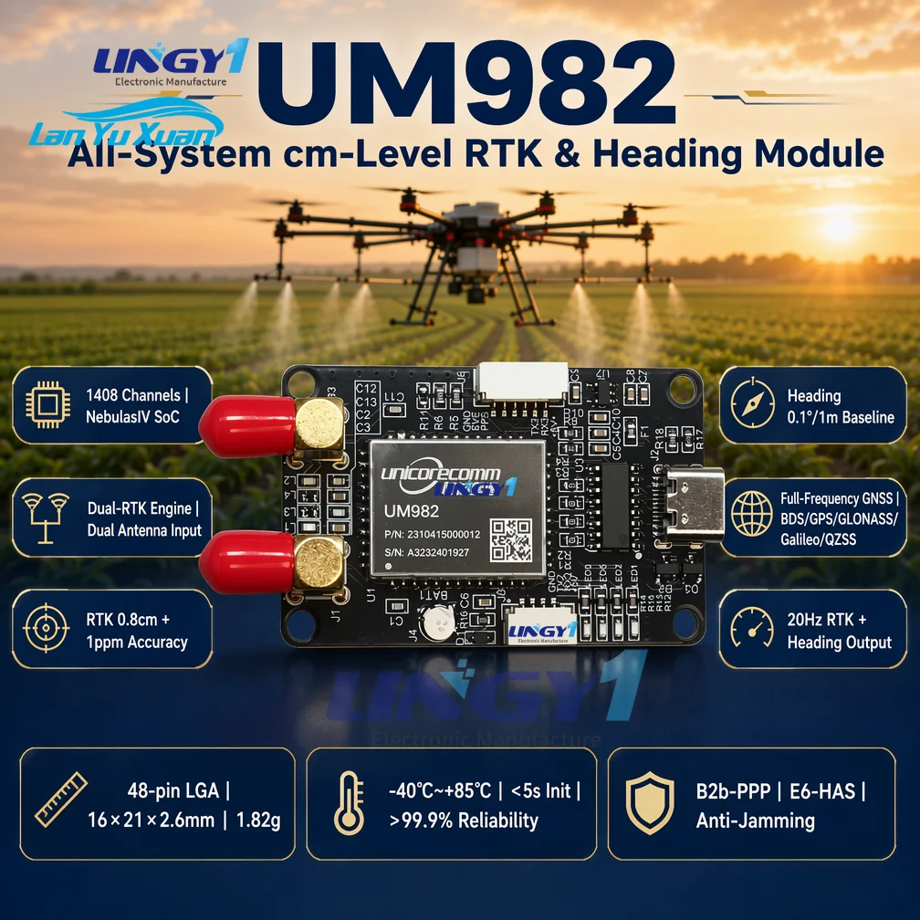 UM982 RTK GNSS High-Precision Industrial Multi-Frequency Full Constellation Receiver Kit 2 Full Band Helical Antennas Extension