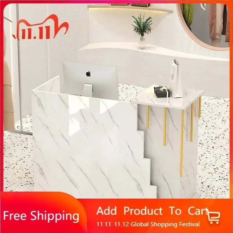 

Counter Desk Wood Reception Console Modern Cashier Reception Desks Conference Drawer Mesa Escritorio Beauty Salon Furniture