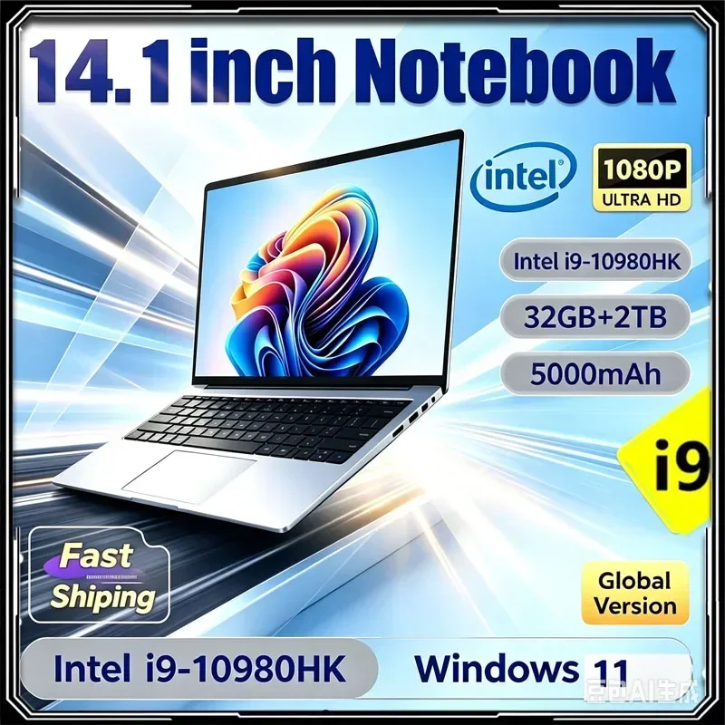 14.1 '' Intel Core I9 10980HK Windows 11 Laptop 32GB DDR4 2TB SSD Gaming Office PC Gamer Portable Notebook Computer Max