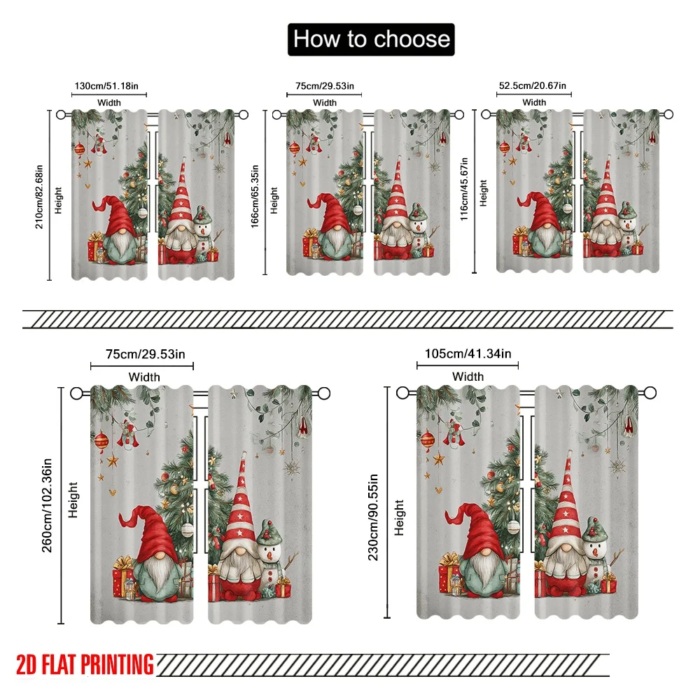 2 قطعة ، 2D الطائرة الطباعة الحد الأدنى الستائر عيد الميلاد التماثيل ورجل الثلج تنوعا البوليستر دائم (بدون قضيب) الزينة