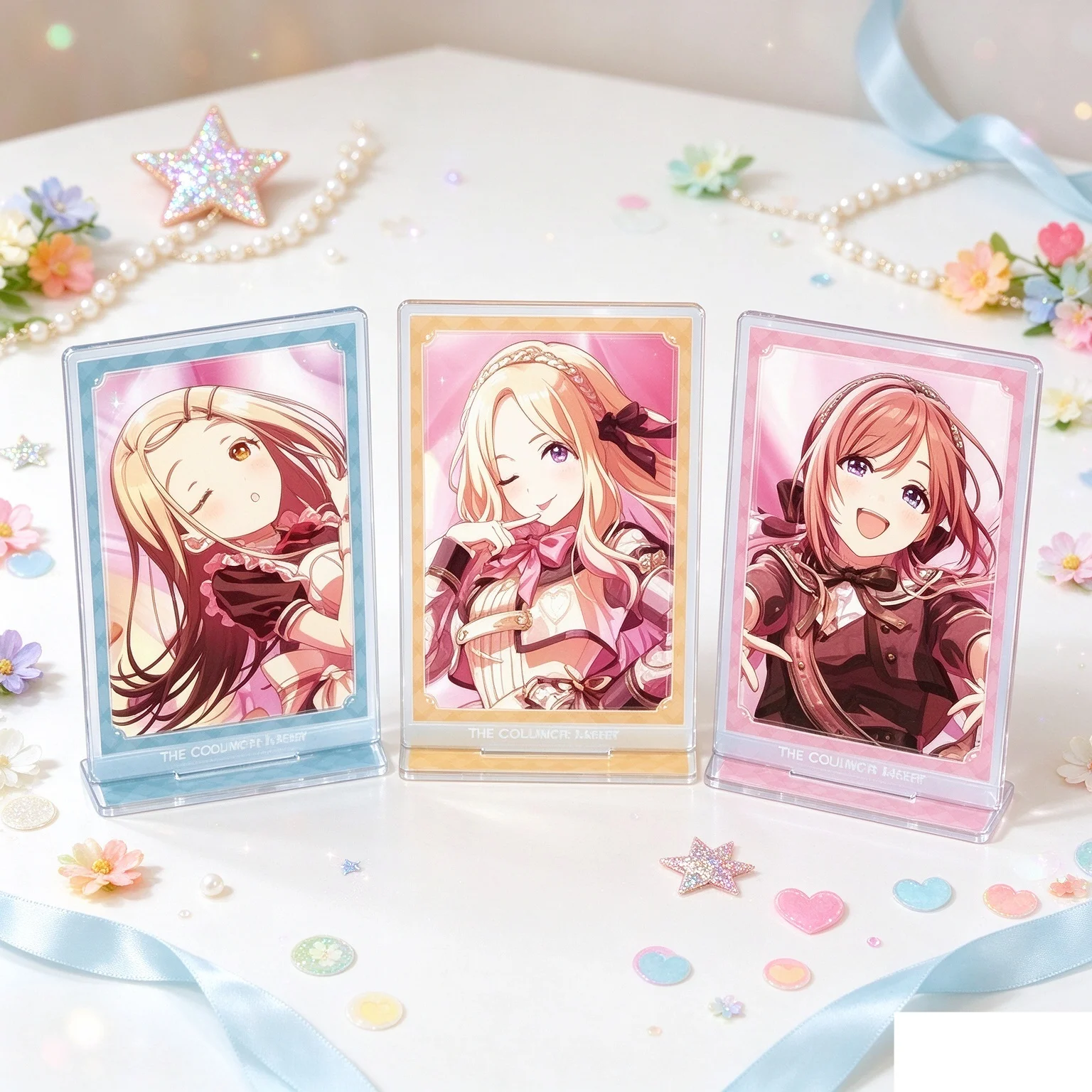 HOT 15cm Anime Gakuen IDOLM@STER Bookshelf Decoration High Definition Images Bookshelf Decoration Acrylic Stand Model Keychain