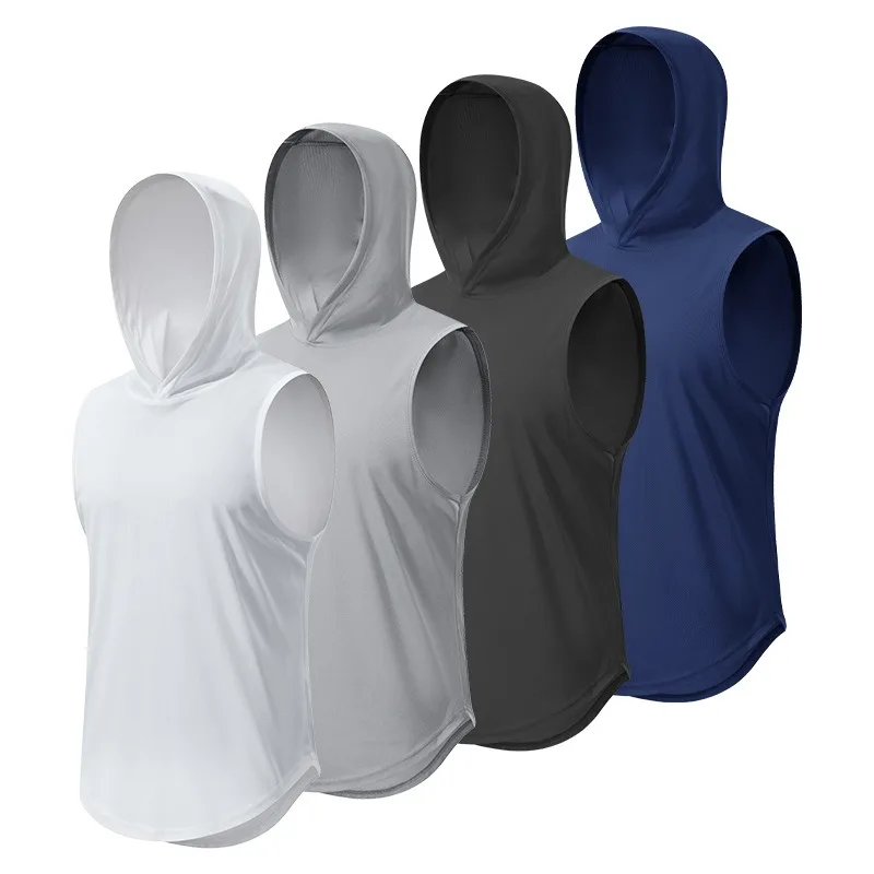

Undershirt Outdoor Running Breathable Quick Dry Casual Wear Athletic FITNESS Basketball Hooded Menswear Loose T-shirt Tops