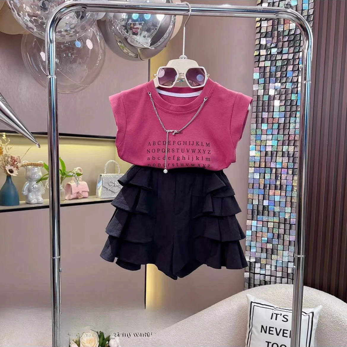 

Новинка, летняя одежда для девочек, 2 шт./комплект, топ, рубашка, короткая юбка, брюки, детская модная одежда для маленьких детей и студентов 120-170