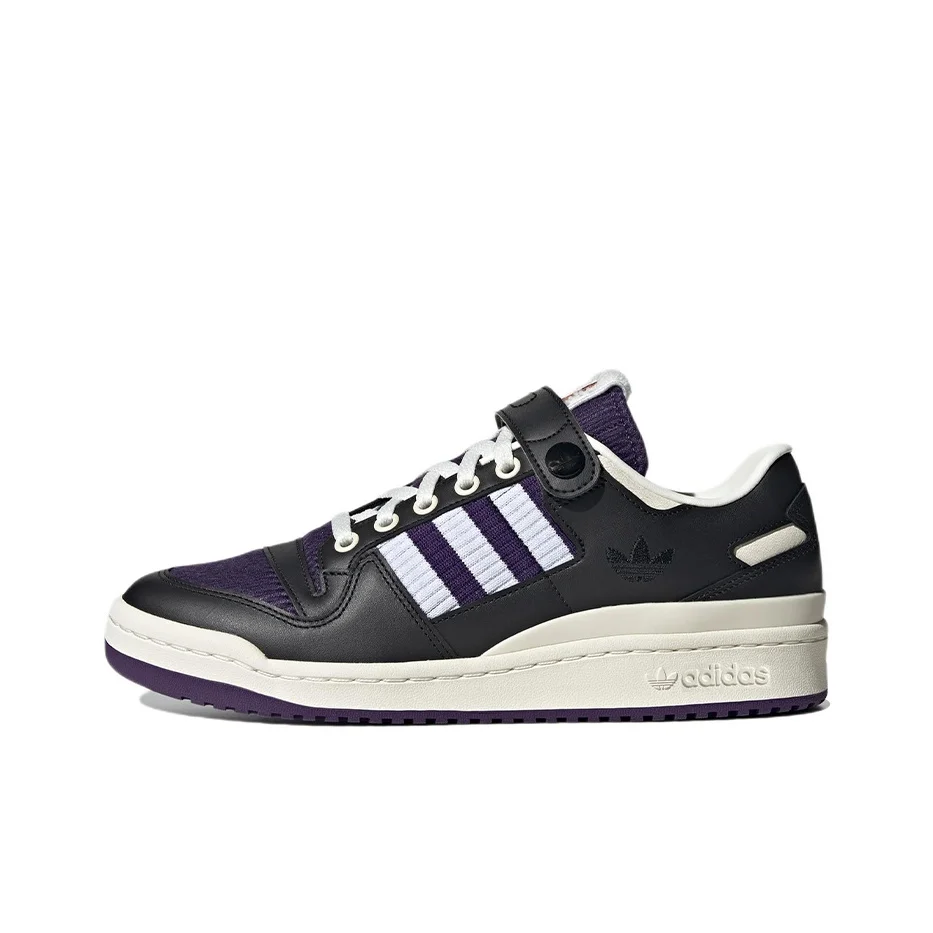 Adidas Originals FORUM Skateboard Shoes Unisex Low Top Black/Purple/White HQ7001