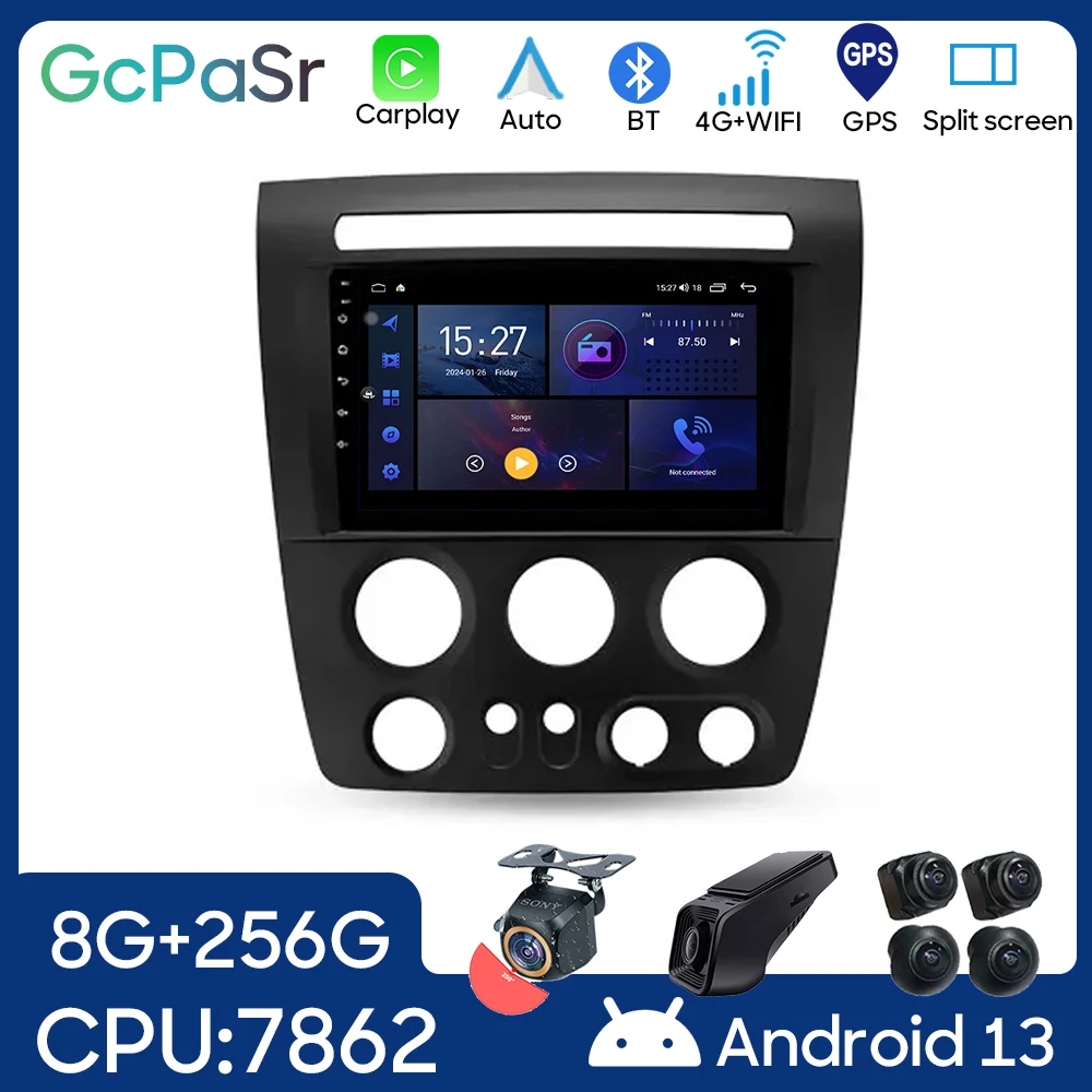 4G Android Auto For Hummer H3 1 2005 - 2010 Car Radio Multimedia Video Player GPS Navigation QLED Screen 5G WIFI BT No 2din DVD