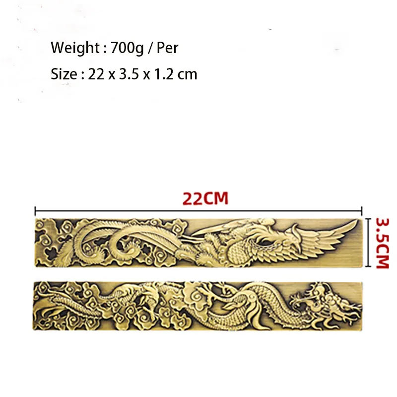 

1 Pair Carving Dragons Phoenixes Series Brass Paperweights Pen Holder Chinese Calligraphy Painting Creative Paper Weight