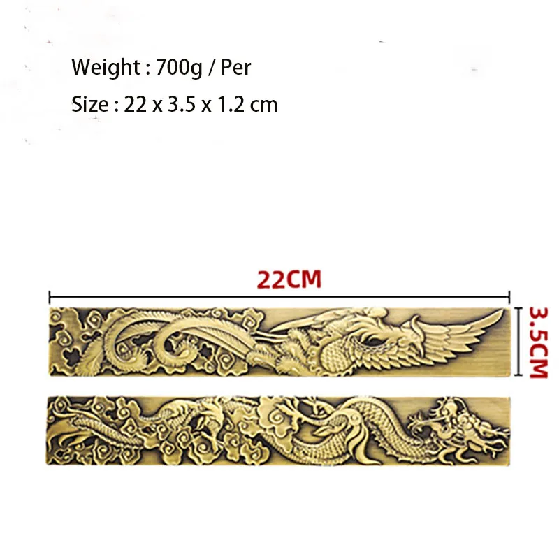 1 Pair Carving Dragons Phoenixes Series Brass Paperweights Pen Holder Chinese Calligraphy Painting Creative Paper Weight