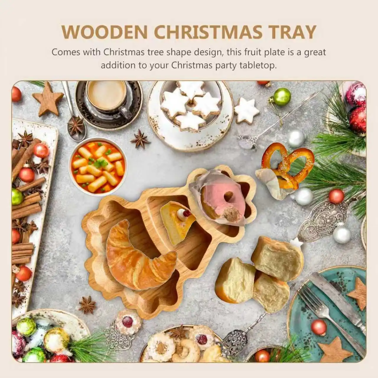 

Набор деревянных рождественских подносов разных стилей из 2 предметов — сервировочные подносы в форме рождественской елки и цветов для декора стола в помещении