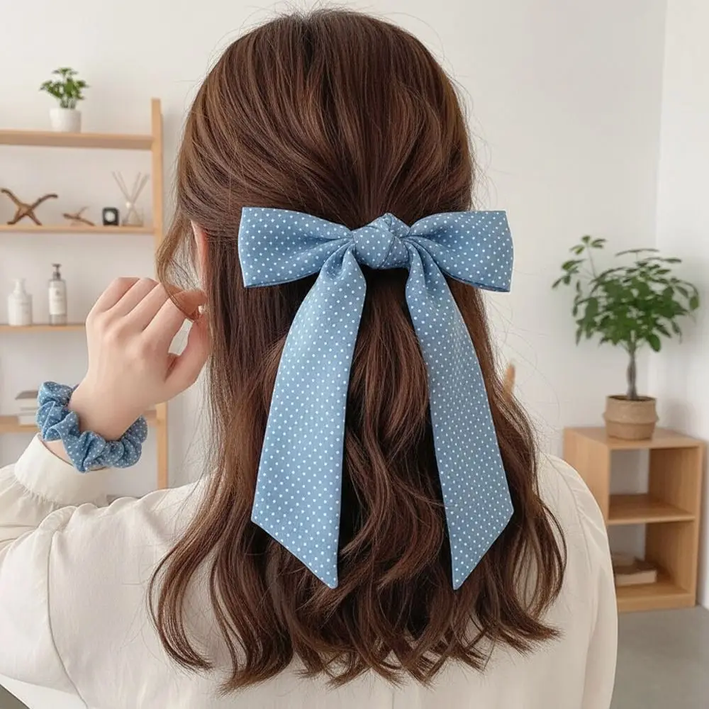 Серия-light-blue-Повязка-для-волос-в-горошек-тонкий-платок-в-клетку-с-цветочным-узором-длинные-шарфы-платки-в-клетку-аксессуары-для-волос