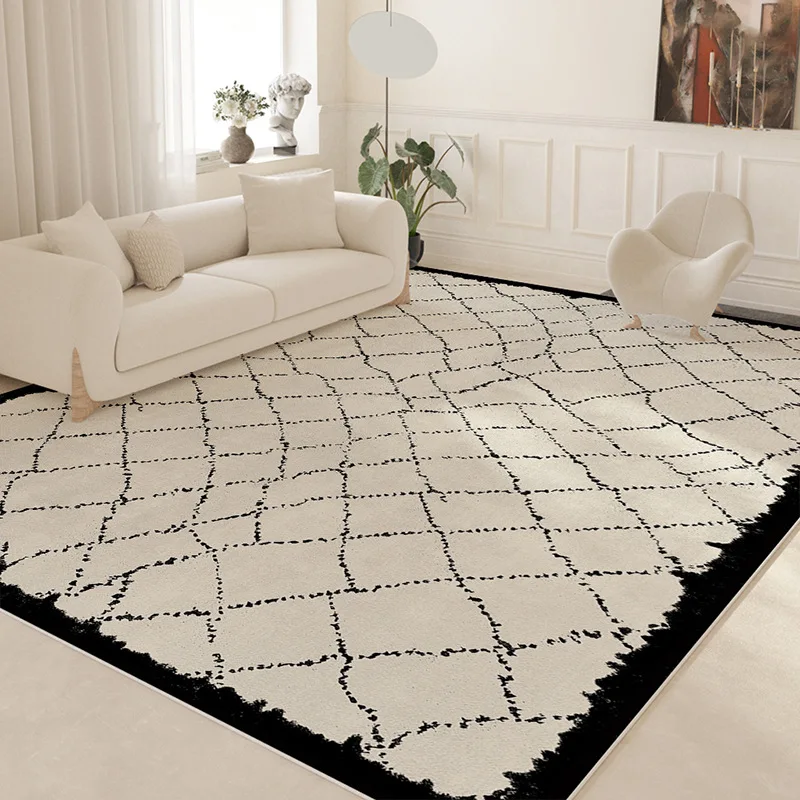 

Modern Cream Style Carpets for Living Room Minimalist Bedroom Decor French Carpet Large Area Thickened Floor Mat Soft Study Rug