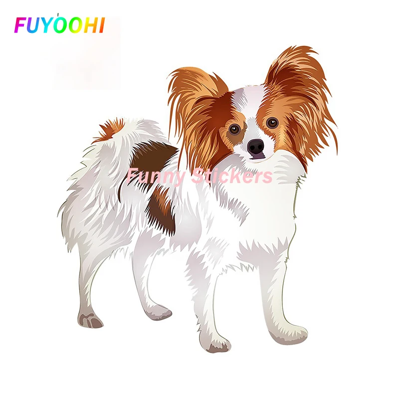 FUYOOHI Play Stickers Personality Creativity Car Sticker Papillon Dog Bumper Motorcycle AC Fridge Sticker Surfboard Laptop