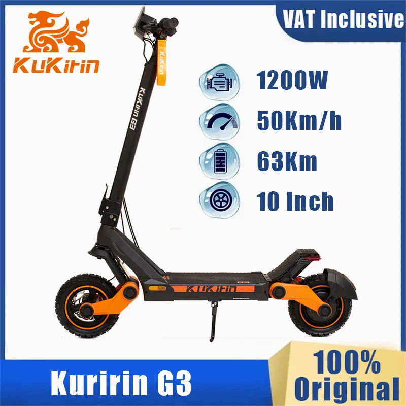 EU Stock Original KuKirin G3 Electric Scooter 1200W Motor 52V 18Ah battery 10.5 Inch Tire Touchable Display 50KM/H E-Scooter