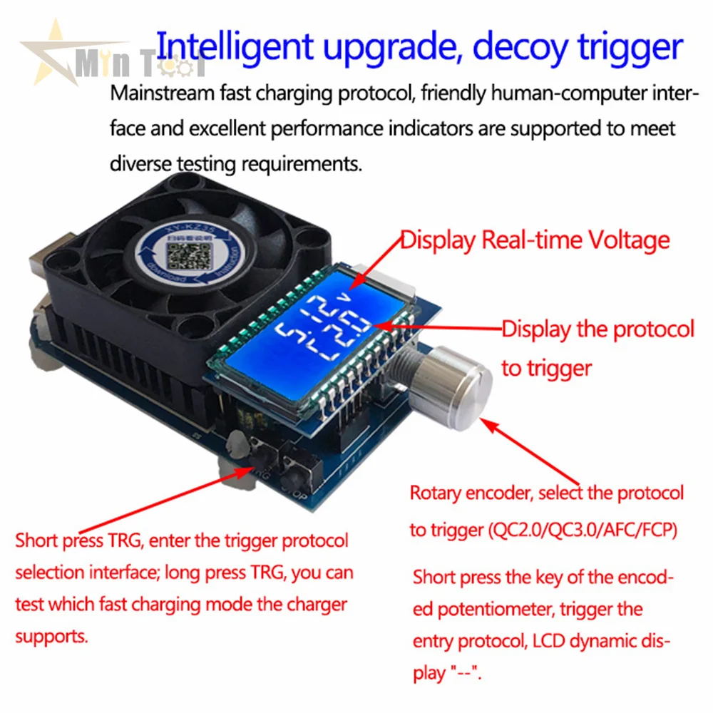 KZ35 35W /25W prąd stały obciążenie rodzaj USB C QC2.0/3.0 AFC FCP wyzwalacz baterii Testser detektor pojemności rozładowania