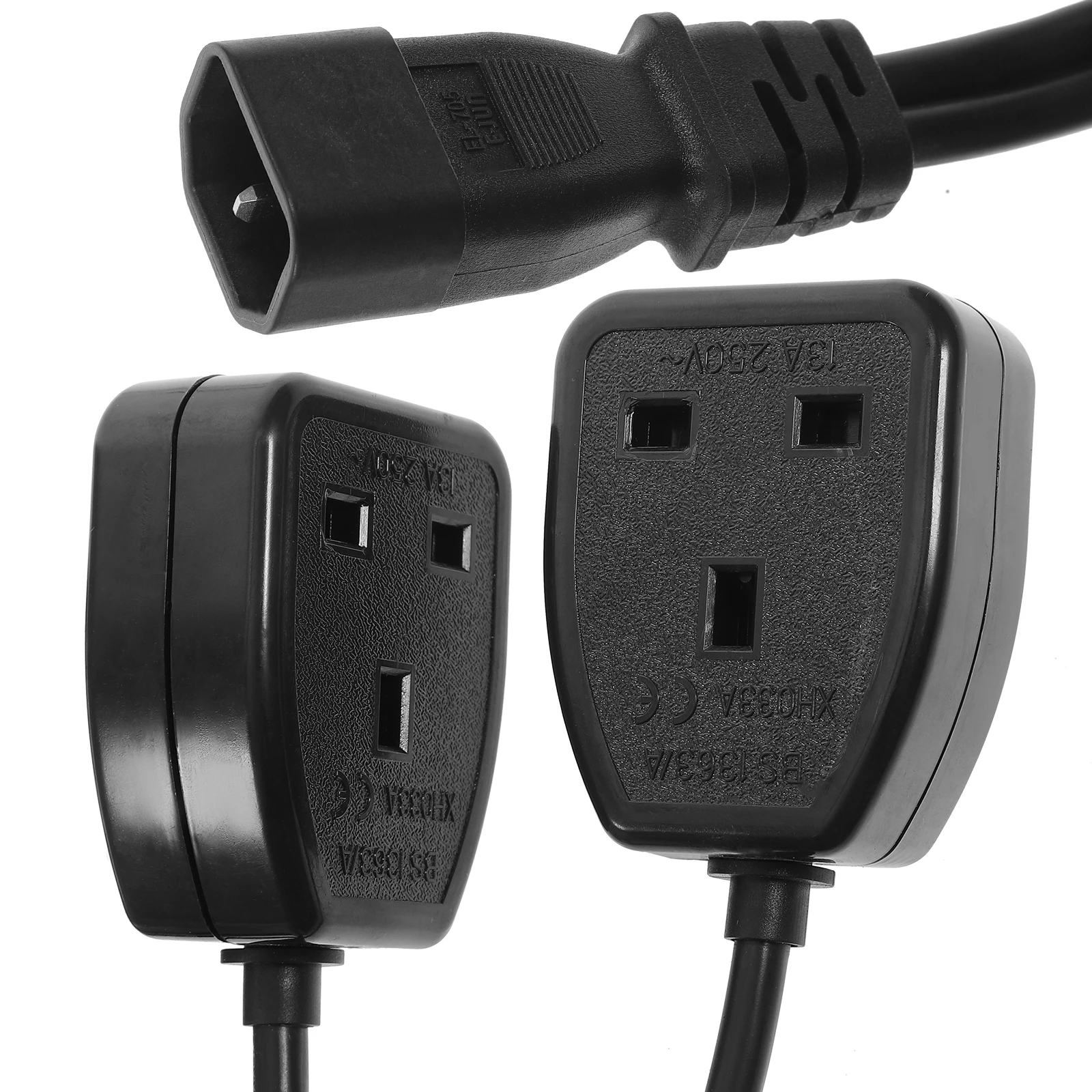 

C14 to 2 UK 13A Sockets 0.3M Cable Oxygen-free Copper Power Extension Cord for Computers Monitors Splitter Adapter