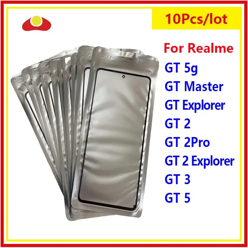 10Pcs For OPPO Realme GT 5 3 2 Pro 5G GT 2 Explorer Master Touch Screen Front Glass Replacement Outer Panel Lens Cover + OCA