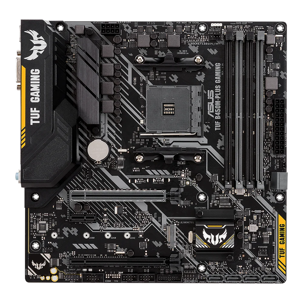 Imagem -02 - Motherboard Tuf B450m-plus Gaming Suporte Am4 Ryzen 5600g 5300g 5700 3900 1500 Cpu Ddr4 64gb M.2 Atx Asus-b450m