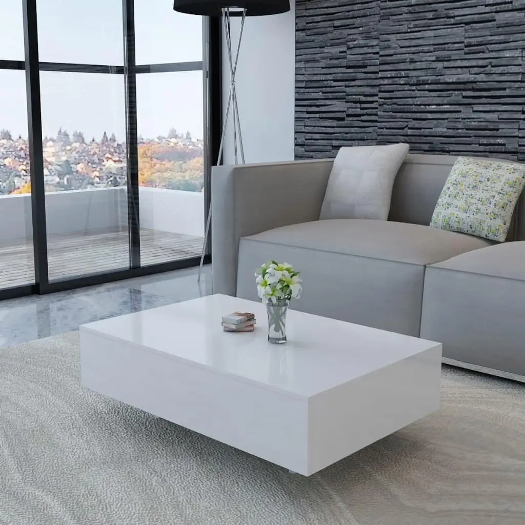 Modern High Gloss White Coffee Table - Sleek Design for Living Room Furniture