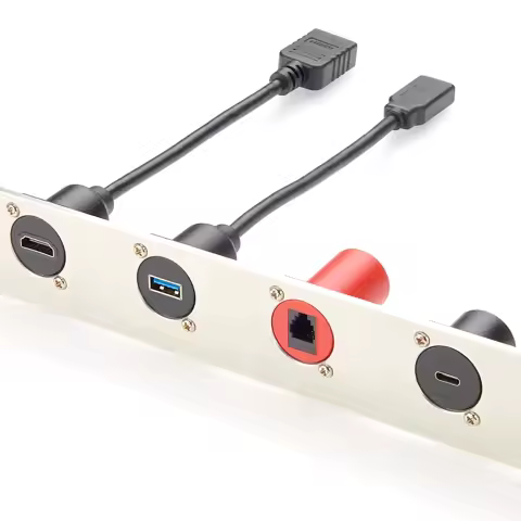 D Type HDMI 1.4 Female to Female Cable 4K@30Hz Flange Chassis Bulkhead Panel Mount Pass Through Socket Cable for Car Boat TV PC