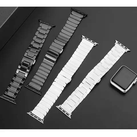 Cinturino in ceramica per cinturini Apple Watch 44mm 40mm 45mm 49mm 42 46 Bracciale in acciaio inossidabile serie iWatch 6 7 8 9 10 11 se ultra 3 2