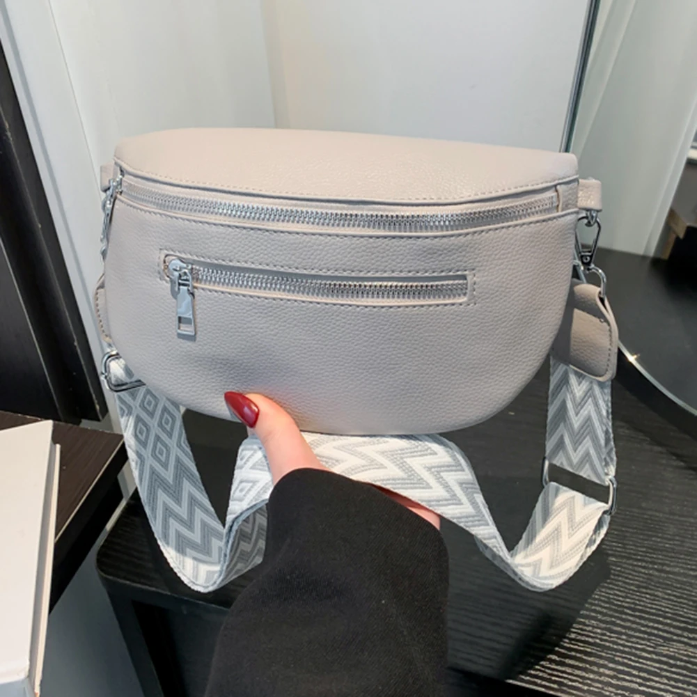 

Women Stylish Crossbody Bag with Wide Strap Simple Shoulder Bag Multi-pocket Casual Bum Bag Travel Outdoor Bag