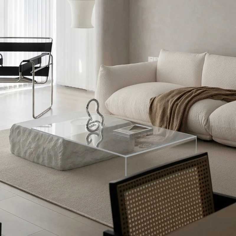 

Internet celebrity minimalist glass coffee table living room household small apartment coffee table rectangular acrylic
