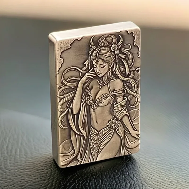 

Handmade Brass Second-generation Ultra-thin Windproof Lighter with Personalized Three-dimensional Relief of Ancient Characters