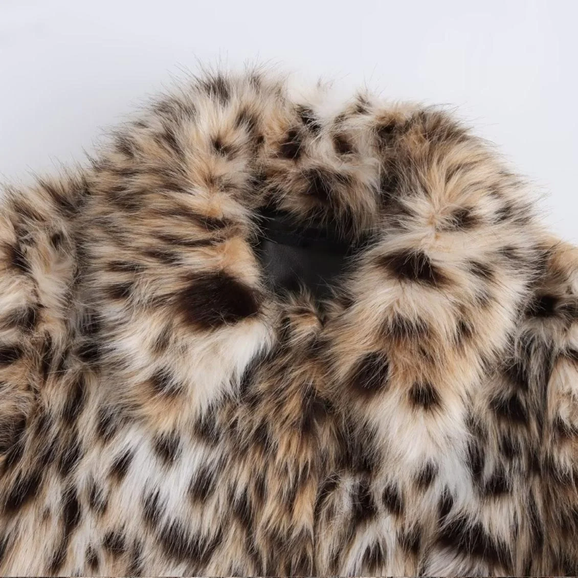 Jaqueta Fena Nova de Outono JNLEAOG, Casaco com Efeito de Pele Sintética, Ajuste Solto, Manga Longa, Crimento Curto, T...