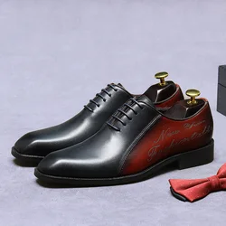 Handmade Office Shoes Vintage Design Oxford Men Dress Shoes Formal Business Lace-up Full Grain Real Leather Shoes for Men