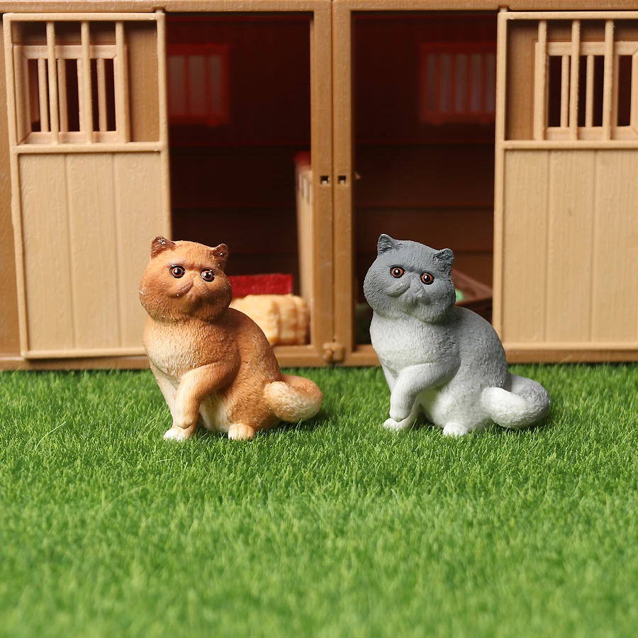 Figura realista de gato persa, gatito, modelo Animal, decoración bonita para el hogar, colección de decoración de jardín de hadas en miniatura, juguete para regalo para niños