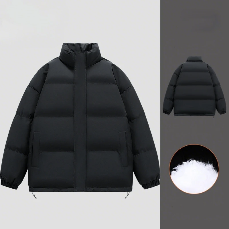 

Pop New Winter Men's Windproof Fleece-Lined Thickened Stand-Up Collar Cotton Jacket Couple's Thickened High-Quality Cotton Coat