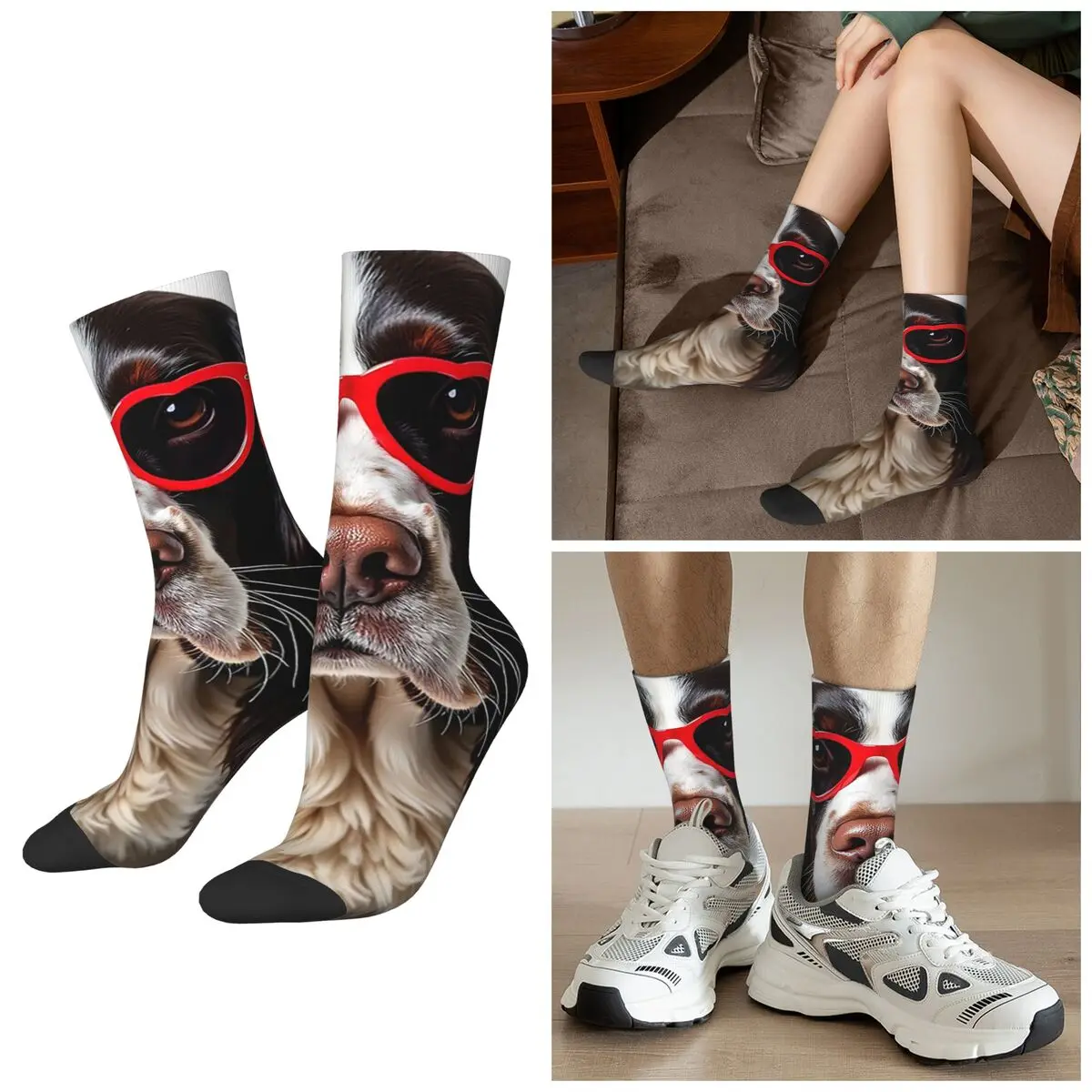 

Носки All Seasons English Springer Spaniel Dog With Sunglasses Socks Harajuku, мягкие носки для мужчин и женщин на День святого Валентина